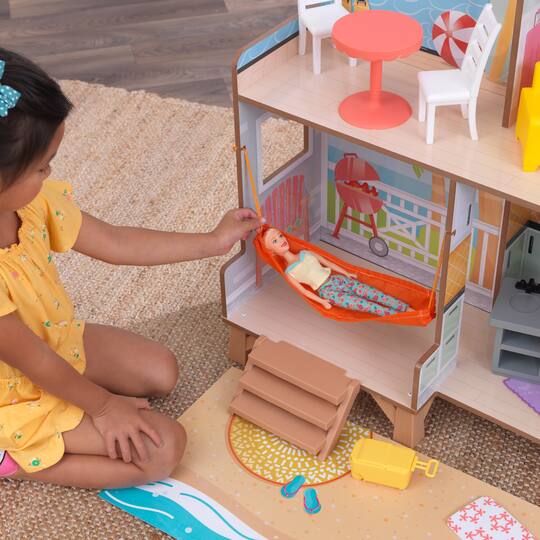 KidKraft Ferris Wheel Fun Beach House Wooden 360-Play Dollhouse
